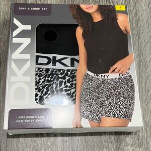 DKNY Black and White Patterned Tank and Shorts